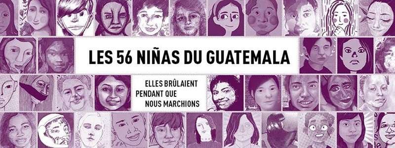  Logo del grupo « Les 56 niñas du Guatemala – Elles brûlaient pendant que nous marchions », París, Francia. 